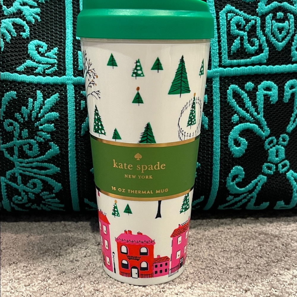 Kate Spade Green Lid Holiday Mug